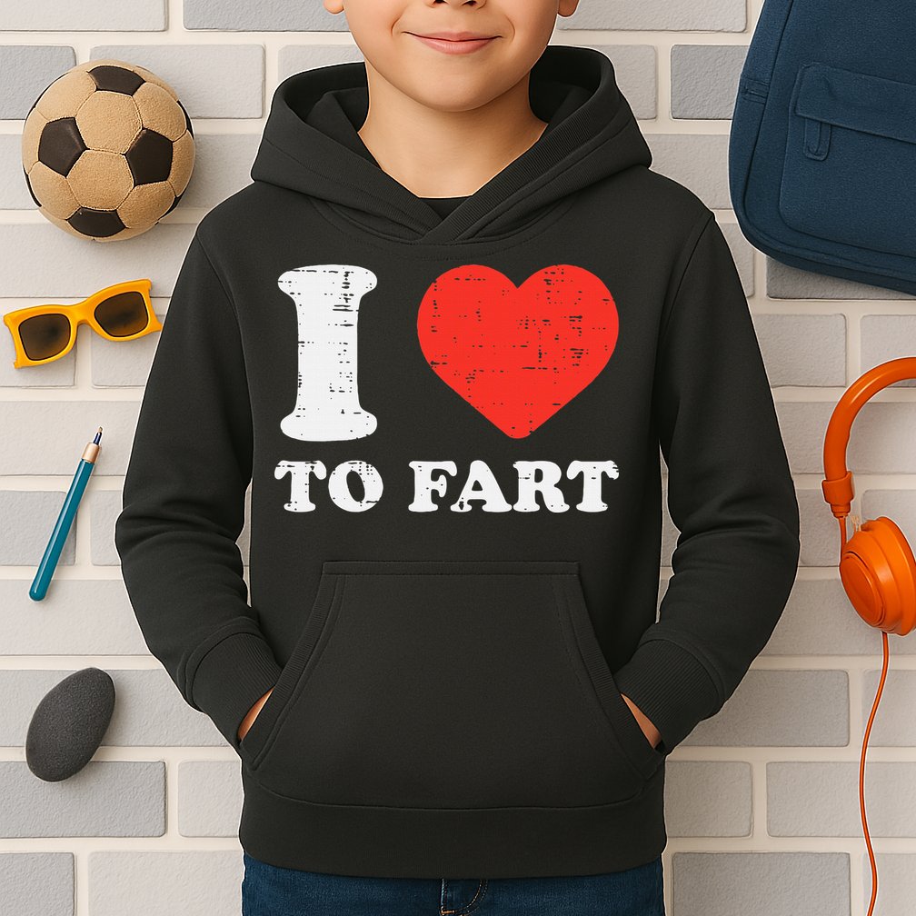 I Heart To Fart Funny Love Farting Joke Kids Hoodie