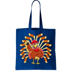 Ice Hockey Thanksgiving Turkey Playing Hockey Tote Bag