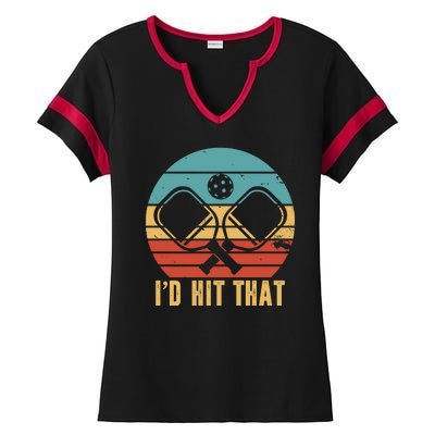 I'd Hit That Funny Pickleball Retro Ladies Halftime Notch Neck Tee