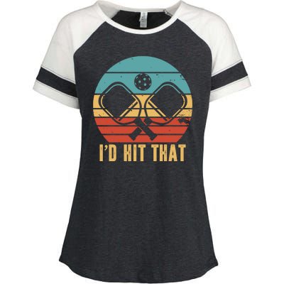 I'd Hit That Funny Pickleball Retro Enza Ladies Jersey Colorblock Tee