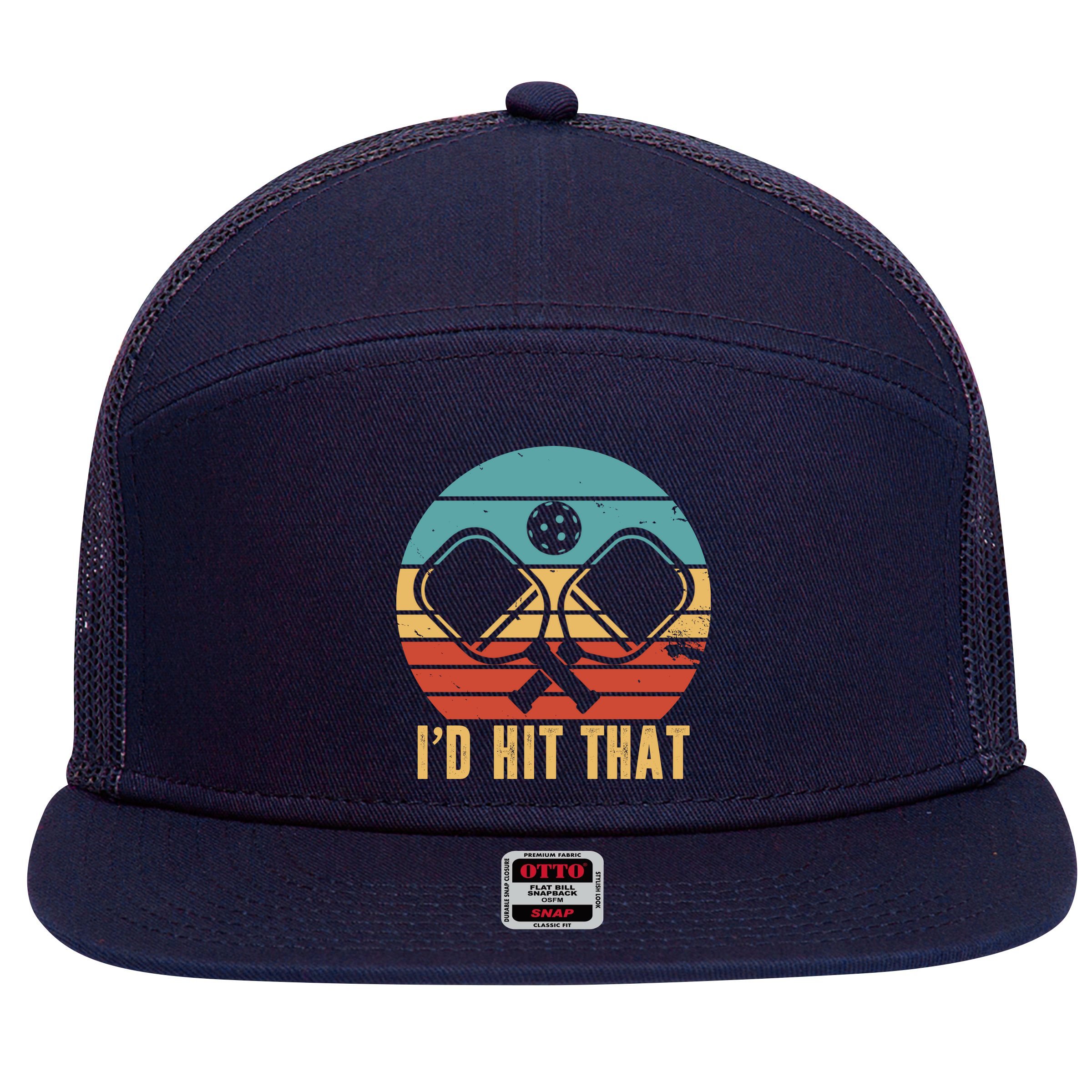 I'd Hit That Funny Pickleball Retro 7 Panel Mesh Trucker Snapback Hat