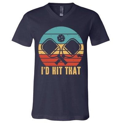 I'd Hit That Funny Pickleball Retro V-Neck T-Shirt