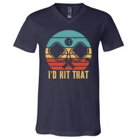 I'd Hit That Funny Pickleball Retro V-Neck T-Shirt