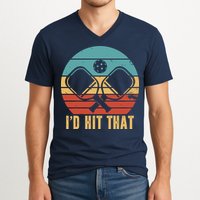 I'd Hit That Funny Pickleball Retro V-Neck T-Shirt