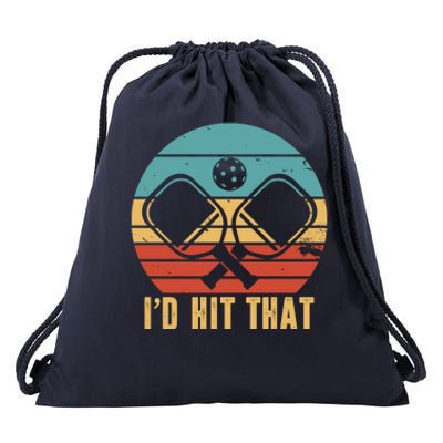 I'd Hit That Funny Pickleball Retro Drawstring Bag