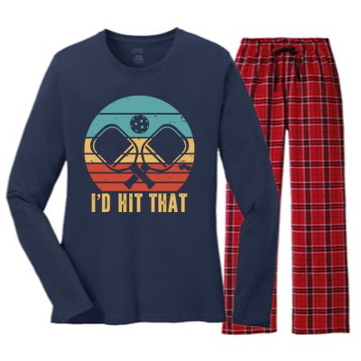 I'd Hit That Funny Pickleball Retro Women's Long Sleeve Flannel Pajama Set 