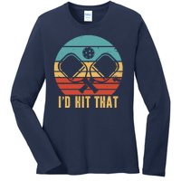 I'd Hit That Funny Pickleball Retro Ladies Long Sleeve Shirt