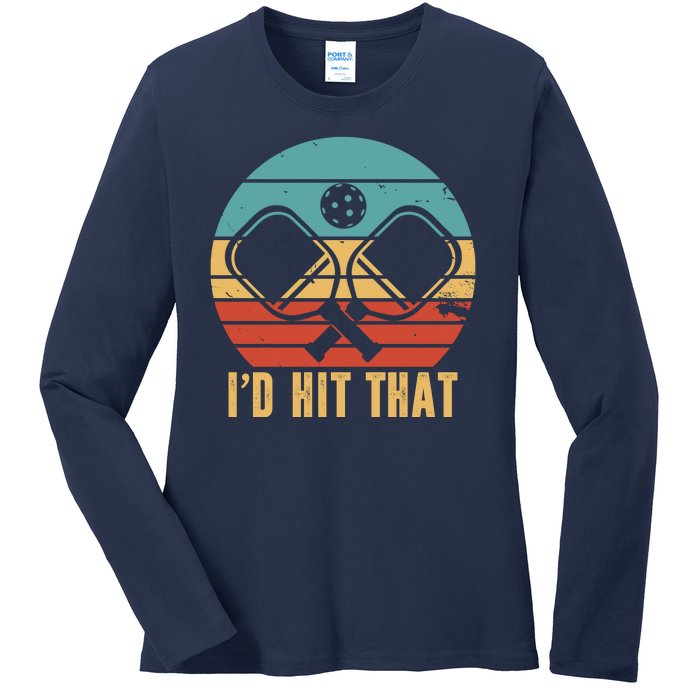 I'd Hit That Funny Pickleball Retro Ladies Long Sleeve Shirt