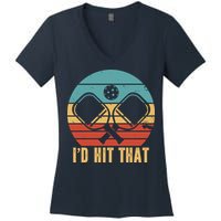 I'd Hit That Funny Pickleball Retro Women's V-Neck T-Shirt