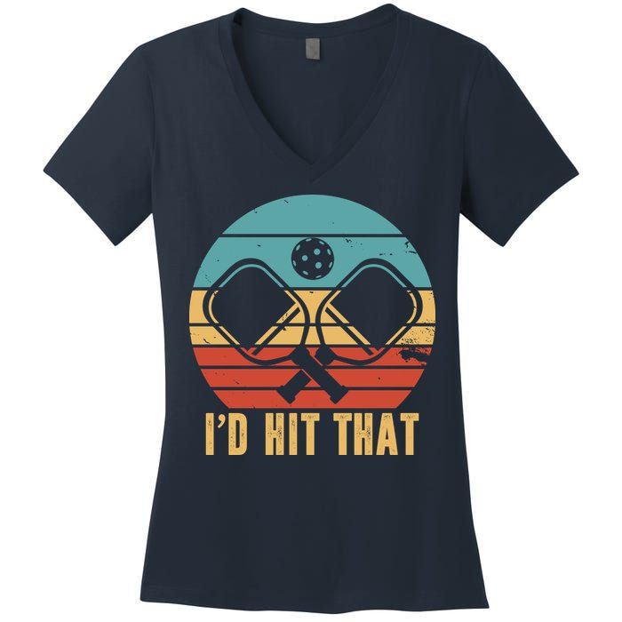 I'd Hit That Funny Pickleball Retro Women's V-Neck T-Shirt
