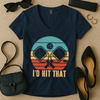 I'd Hit That Funny Pickleball Retro Women's V-Neck T-Shirt