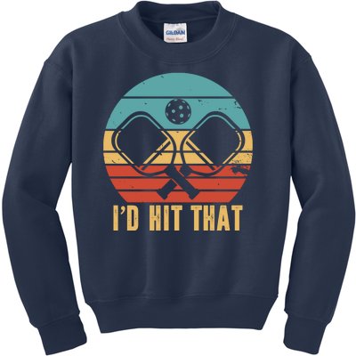 I'd Hit That Funny Pickleball Retro Kids Sweatshirt