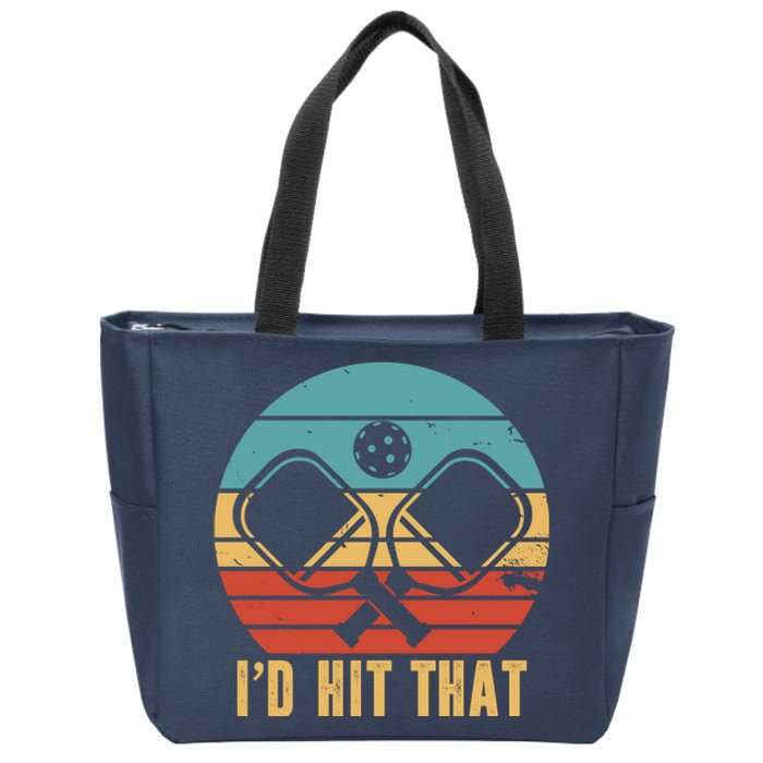 I'd Hit That Funny Pickleball Retro Zip Tote Bag