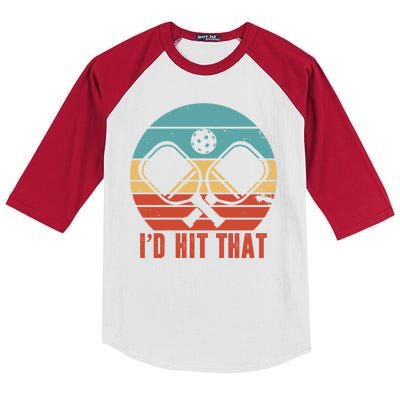 I'd Hit That Funny Pickleball Retro Kids Colorblock Raglan Jersey