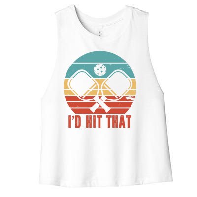 I'd Hit That Funny Pickleball Retro Women's Racerback Cropped Tank