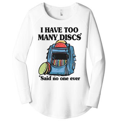 I Have Too Many Discs Disc Golf Backpack Funny Disc Golf Women's Perfect Tri Tunic Long Sleeve Shirt