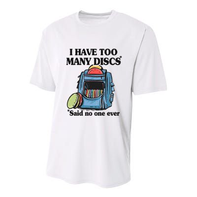 I Have Too Many Discs Disc Golf Backpack Funny Disc Golf Youth Performance Sprint T-Shirt