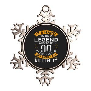 ItS Hard To Be A Legend And 90 Years Old Dad 90th Birthday Metallic Star Ornament