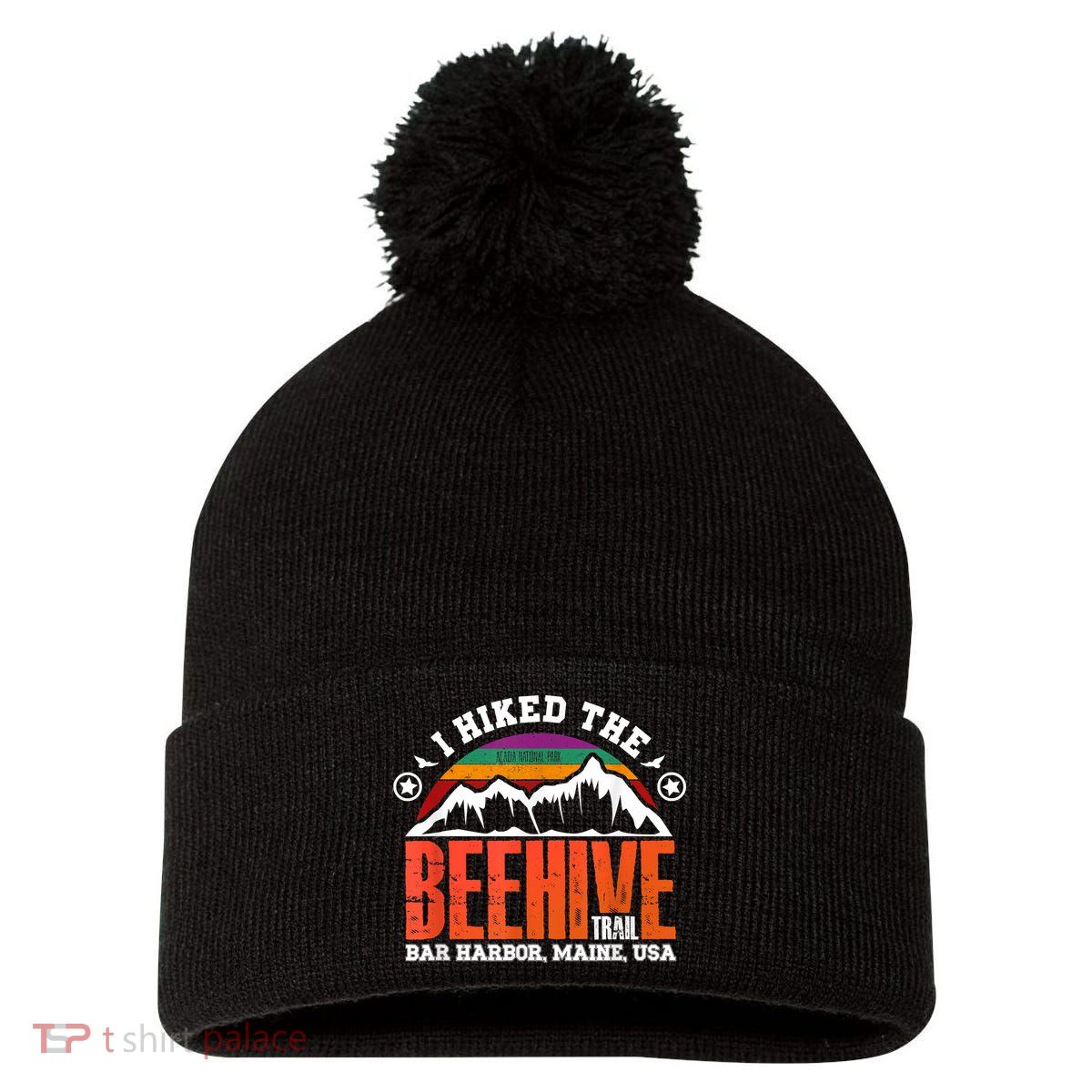I Hiked The Beehive Trail Acadia National Park Pom Pom 12in Knit Beanie