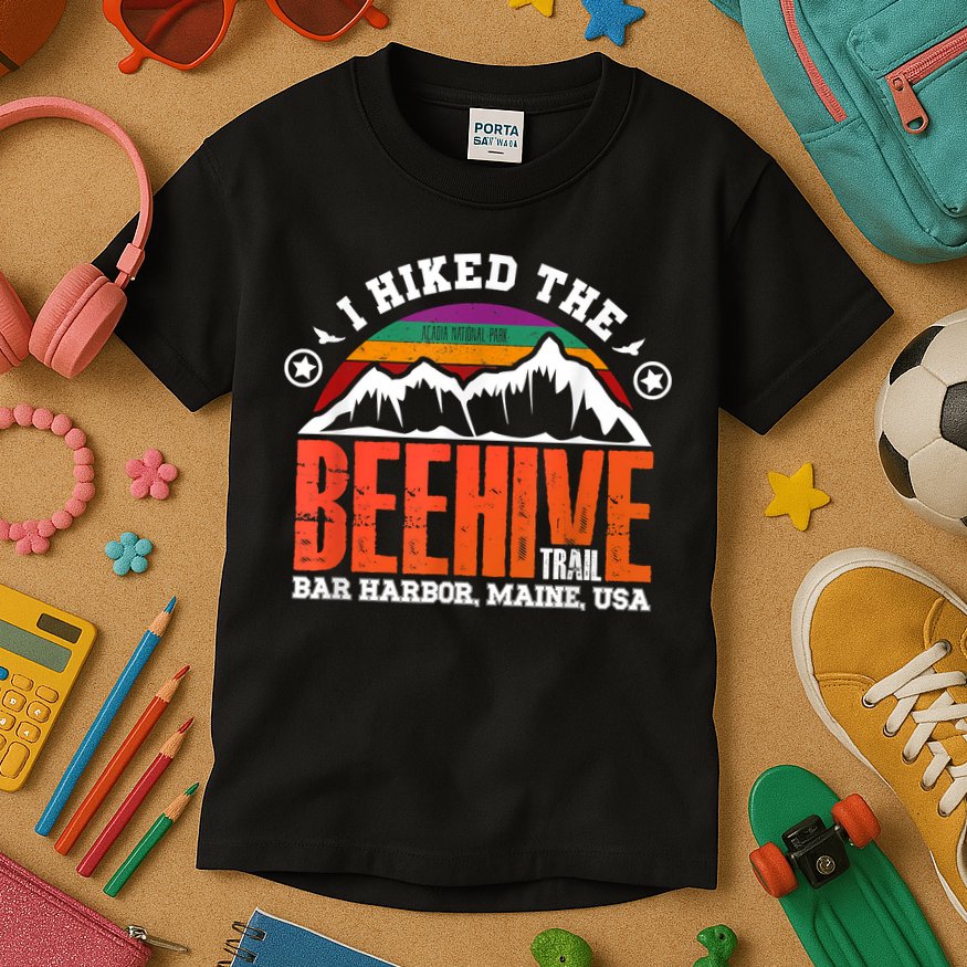 I Hiked The Beehive Trail Acadia National Park Kids T-Shirt