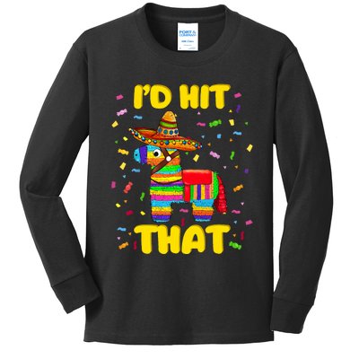 Id Hit That Pinata Pinata Costume Cinco De Mayo Party Kids Long Sleeve Shirt