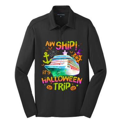 Its Halloween Trip Family Cruise Matching Team Silk Touch Performance Long Sleeve Polo