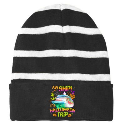 Its Halloween Trip Family Cruise Matching Team Striped Beanie with Solid Band