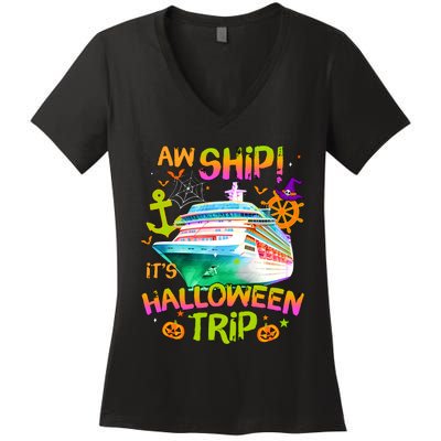 Its Halloween Trip Family Cruise Matching Team Women's V-Neck T-Shirt