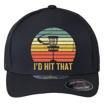 ID Hit That Funny Disc Golf Vintage Frisbee Disc Sport Flexfit Unipanel Trucker Cap