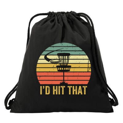 ID Hit That Funny Disc Golf Vintage Frisbee Disc Sport Drawstring Bag