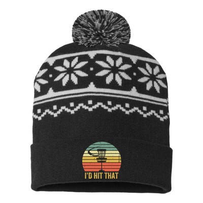 ID Hit That Funny Disc Golf Vintage Frisbee Disc Sport USA-Made Snowflake Beanie