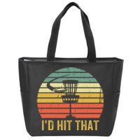 ID Hit That Funny Disc Golf Vintage Frisbee Disc Sport Zip Tote Bag