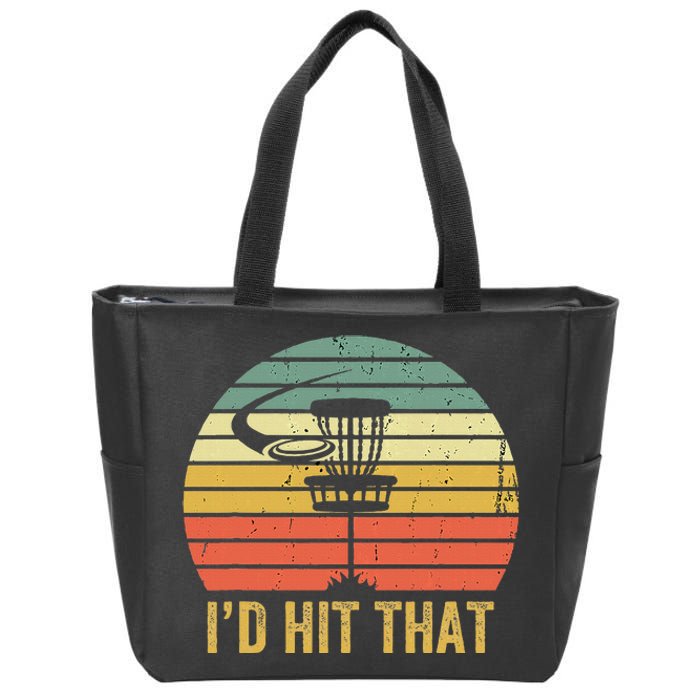 ID Hit That Funny Disc Golf Vintage Frisbee Disc Sport Zip Tote Bag