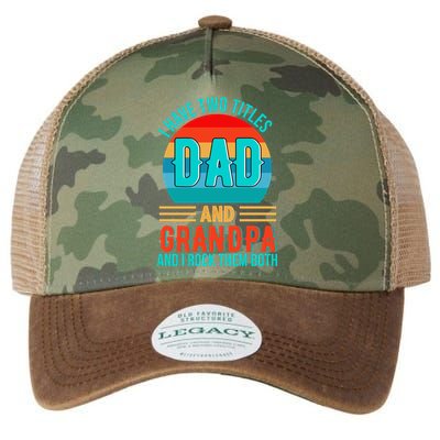I Have Two Titles Dad And Grandpa I Rock Them Both Sunset Legacy Tie Dye Trucker Hat