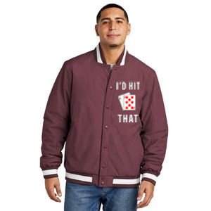 Id Hit That Funny BlackJack Gambling Tee Insulated Varsity Jacket