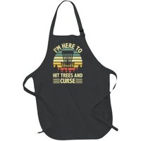 I'm Here To Hit Trees And Curse Funny Disc Golf Frisbee Full-Length Apron With Pockets