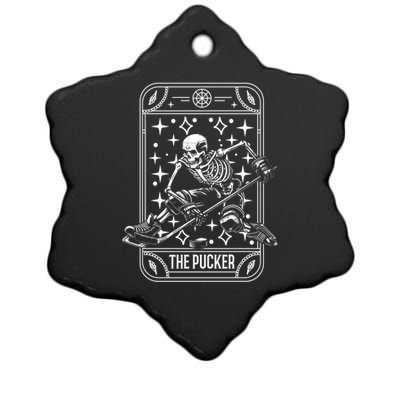 Ice Hockey Team Player Skeleton Tarot Card Gift Ceramic Star Ornament