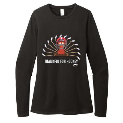 Ice Hockey Thanksgiving Turkey Playing Hockey Gift Womens CVC Long Sleeve Shirt