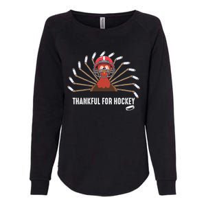 Ice Hockey Thanksgiving Turkey Playing Hockey Gift Womens California Wash Sweatshirt