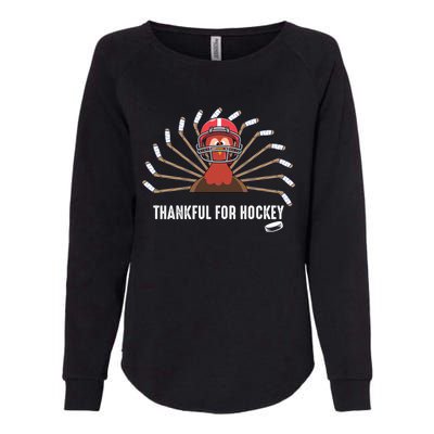 Ice Hockey Thanksgiving Turkey Playing Hockey Gift Womens California Wash Sweatshirt