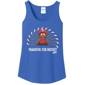 Ice Hockey Thanksgiving Turkey Playing Hockey Gift Ladies Essential Tank