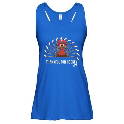 Ice Hockey Thanksgiving Turkey Playing Hockey Gift Ladies Essential Flowy Tank