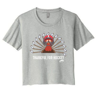 Ice Hockey Thanksgiving Turkey Playing Hockey Gift Women's Crop Top Tee