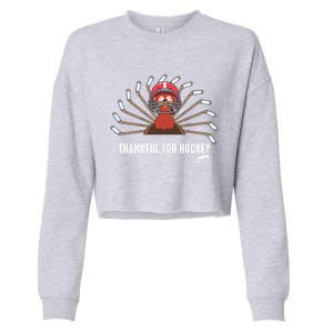 Ice Hockey Thanksgiving Turkey Playing Hockey Gift Cropped Pullover Crew