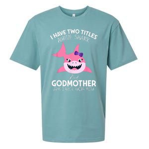 I Have Two Title Auntie Shark And Godmother I Rock Them Both Sueded Cloud Jersey T-Shirt