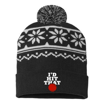 I'd Hit That Baseball Lover Funny USA-Made Snowflake Beanie