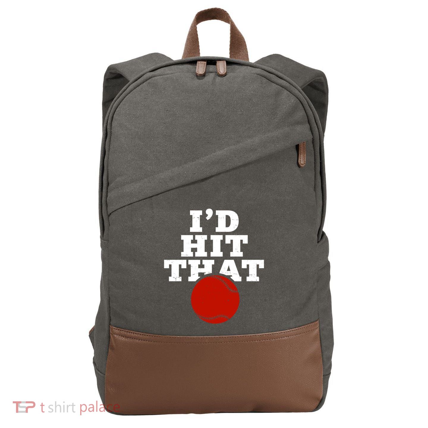 I'd Hit That Baseball Lover Funny Cotton Canvas Backpack
