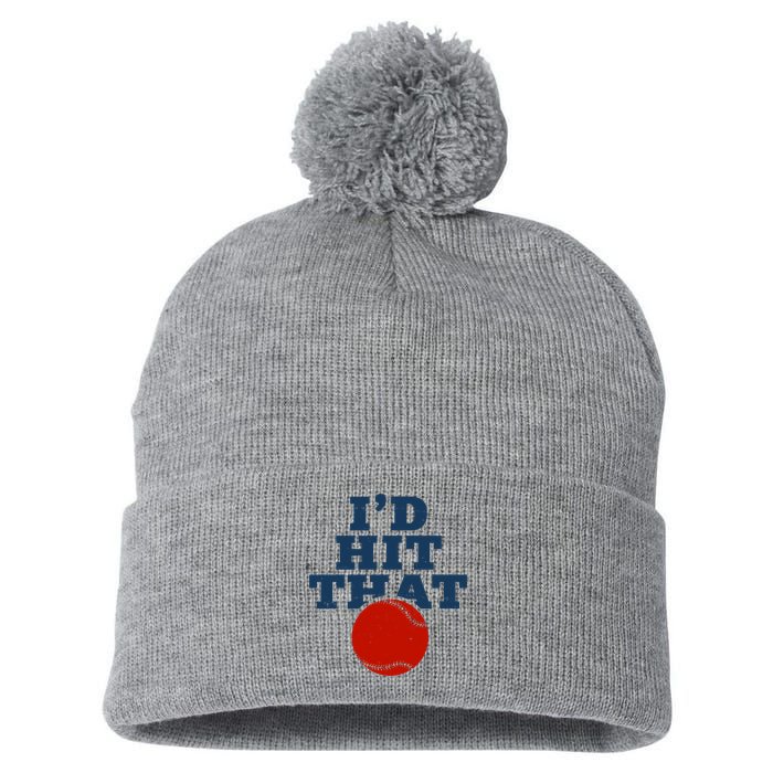 I'd Hit That Baseball Lover Funny Pom Pom 12in Knit Beanie