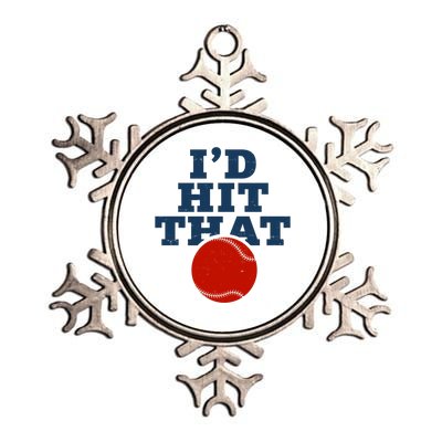 I'd Hit That Baseball Lover Funny Metallic Star Ornament