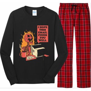 I Hope This Email Find You Well Fire Burn Skeleton Halloween Long Sleeve Pajama Set